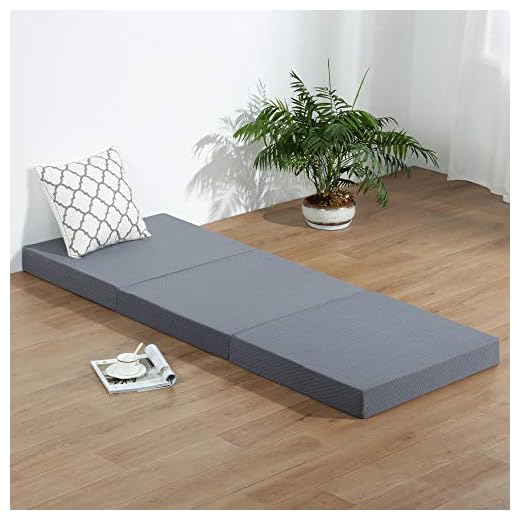 SLEEPLACE Multi Layer Tri-Folding Memory Foam Topper Mattress, Single, Grey