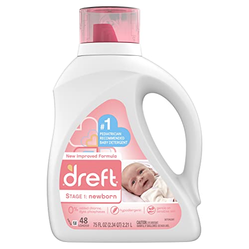 Image of Dreft Stage 1: Newborn Hypoallergenic Liquid Baby Laundry Detergent, Natural for Baby, Newborn, or Infant, 48 Total Loads, 75 Ounces