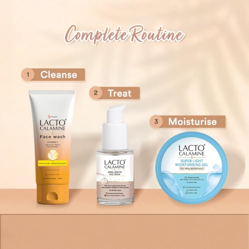 Image of Lacto Calamine 97% Pure Snail Mucin Face Serum with Marine Collagen & Niacinamide | Deep Hydration, Plump & Glowing Skin | Improves Skin Barrier & Elasticity | Korean Skincare Serum | Dermatologically Tested | 30ml