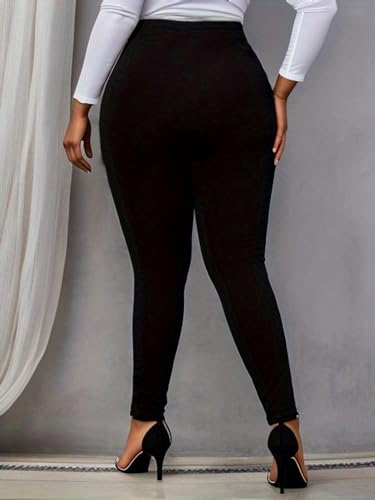 Plus high Waist Button Detail Skinny Pants2