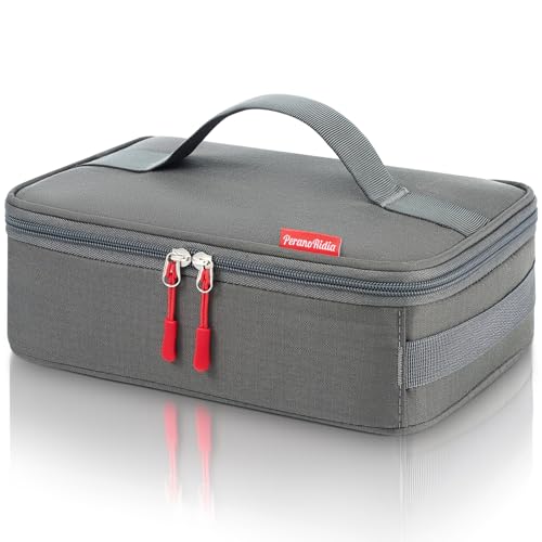 PeranoRidia 4L Bolsa Termica Porta Alimentos Pequeña, Bolsa Comida Trabajo para Hombres y Mujeres, Lancheira y asa acolchada, Lunch Bag para Picnic, Trabajo, Oficina, Escuela, Gris