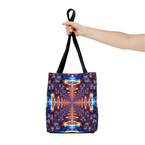 Premium Tote Bag with Reinforced Stitching - A Vividly Colored Kaleidoscope Tunnel Glowing Endlessly4
