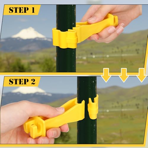 Image of Outus 200 Pcs Reversed Extender Electric Fence T Post Insulators Snap Fit T Post Insulators for Electric Fence Wire Yard Agricultural Ranchers Farm (Yellow)