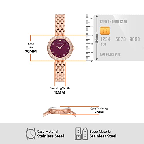 Image of Emporio Armani Stainless Steel Analog Purple Dial Women Watch-Ar11491, Rose Gold Band