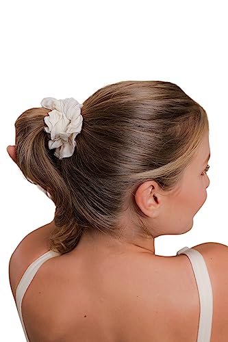 Cottonique Allergy-Free Organic Cotton Scrunchies for Women with Skin Allergies and Sensitive Skin (5/pack | Natural)