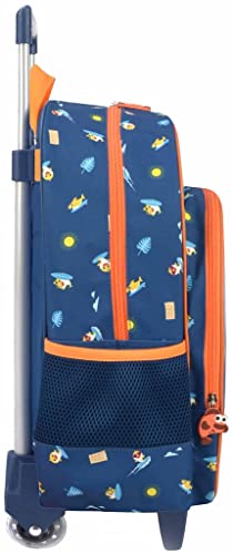 Mochila Escolar Infantil De Rodinhas Menino Baby Shark Carrinho 3D Lancheira Térmica Impermeável Lux