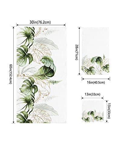 Summer Tropical Plant Bath Towels Set, Soft Absorbent Bathroom Towels, Farmhouse Rustic Spring Green Leaves Towels For Bathroom Kicthen 1 Bath Towels 1 Hand Towels 1 Washcloths #TOP3