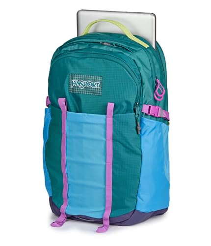 Image of JanSport 34L All Around Pack - 15 inch Laptop Sleeve, Emerald Pool | Versatile Rucksack w /Hydration Sleeve, Reflective Accents & Safety Whistle