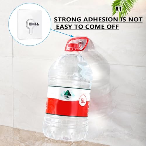 Image of 24 Pack Adhesive Wall Hooks, Wall Hangers Without Nails, No Damage Picture Hooks Waterproof and Rustproof to use Inside Kitchen, Bathroom, Home and Office (8mm)