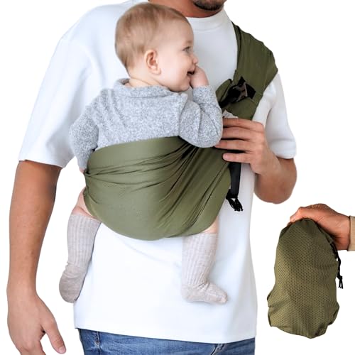 Fular portabebe con bolsa | Porteo Bebe | Porta Bebes hasta 15 kg | Portabebes Lateral transpirable | Fular Porteo ergonómico | Porta Bebes de 0 a 36 meses | Porta Bebe ligero | Bandolera Portabebe