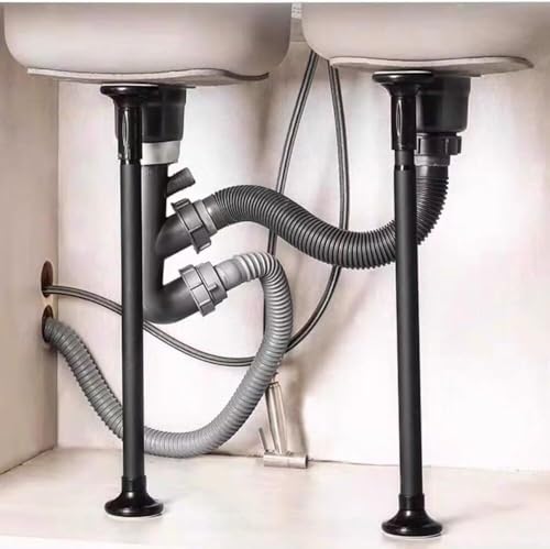 Patas de mesa ajustables, varillas de soporte de acero inoxidable para muebles de cocina y baño, altura 50-80 cm, diseño sin taladros