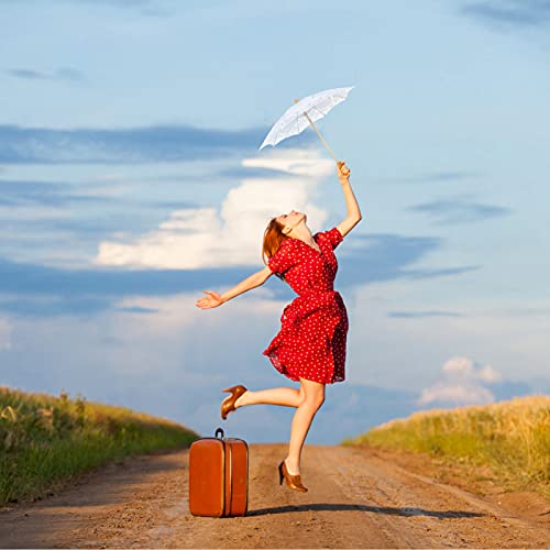 Kisangel Lace Parasol 1 Pcs Vintage Bridal Umbrella Lace Umbrella Handmade Photography Umbrella With Wooden Handle For Wedding Dancing Parties (White) Lace Umbrella #TOP3