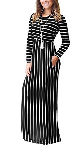 Image of DEARCASE Women's Maxi Dress Long Sleeve Crewneck Empire Waist Long Dresses