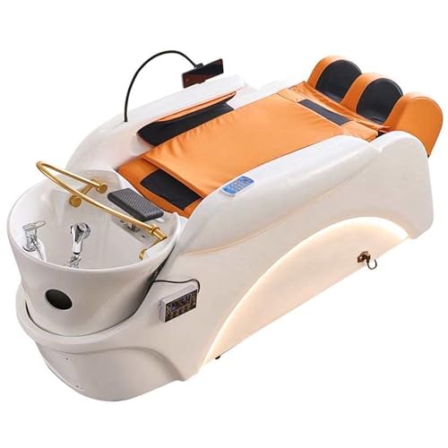 Discount Spa Equipment - Korean Japanese Shampoo Bed & Massage Table-in-1, Full Body & Leg Massage with Remote Controlled Water Circulator & Fumigation Device