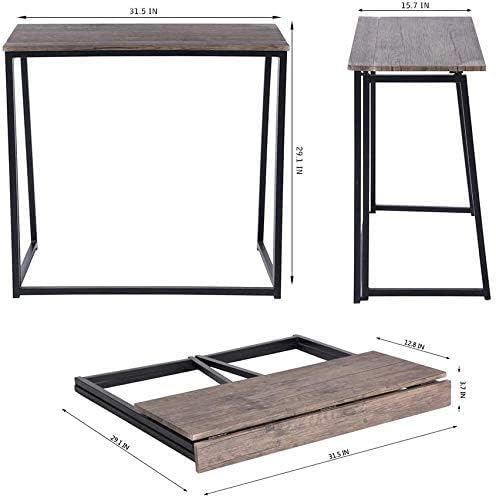 GreenForest Foldable Computer Desk 31.5" Folding Small Writing Desk Study Table Easy to Assemble for Home Office,Walnut