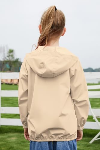 Image of MODAFANS Girls Boys Rain Jacket Lightweight Waterproof Packable Hooded Half zip RainCoats Windbreaker for Outdoor 4-13Year