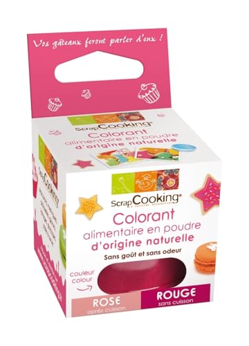 SCRAP COOKING Colorant Alimentaire d'Origine Naturelle Rose & Rouge, 10 g - 4200