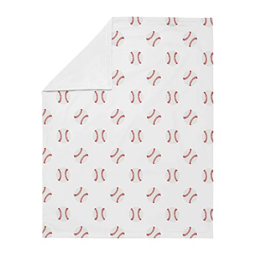 Image of Sweet Jojo Designs Sports Baseball Patch Baby Boy Receiving Security Swaddle Blanket for Newborn or Toddler Nursery Car Seat Stroller Soft Minky - Red and White