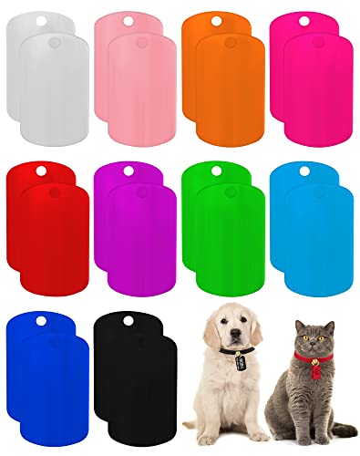 Cinvo Blank Aluminum Tags Id Tags For Dogs Cats In 10 Colors Metal Stamping Tags With Hanging Holes Rectangle Blank Discs Pet Name Phone Number Personalized Pendant Craft Tags(Pack Of 20) #TOP8