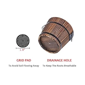 Small Wooden Bucket Barrel Planters – 8 Inch 7 Inch Rustic Flower Planters Pots Boxes Container with Drainage Holes for Indoor Home Decor Small Plants, Brown Set of 2 Small Wooden Bucket Barrel Planters–8 Inch 7 Inch Rustic Flower Planters Pots Boxes Container with Drainage Holes for Indoor Home Decor Small Plants Brown Set of 2