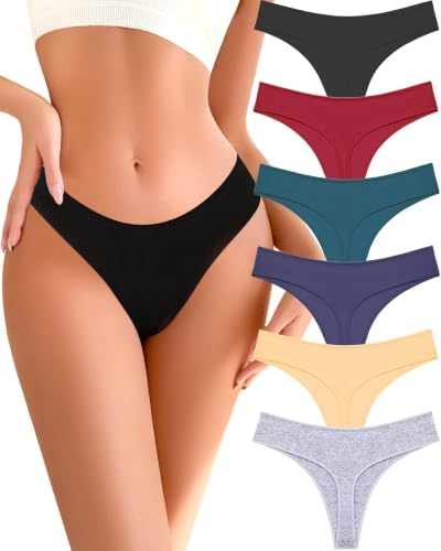 Image of READY TO LOVE Cotton Underwear Women 6 Pack Sexy Breathable Thongs Panties
