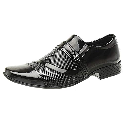Sapato Social Masculino Couro Envernizado SanLorenzo Verniz 4 Cor:Preto;Tamanho:44