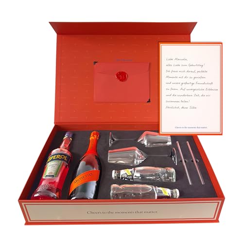 Spritz Geschenkbox mit Aperol Hochwertiges Cocktail Set mit Gläsern & Zubehör Stilvolle Geschenkidee für Frauen & Männer Geburtstag Muttertag & Sommer