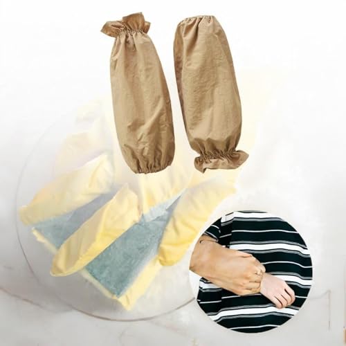 WeiLaiKeQi Mangas de braço par plissado moda limpeza oversleeves para limpeza doméstica, Cáqui