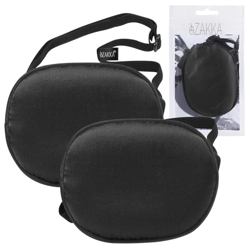 eZAKKA Parches de seda para adultos, cómodos parches de un solo ojo para ojo izquierdo o derecho, ideal para el cuidado y tratamiento de los ojos, paquete de 2, color negro