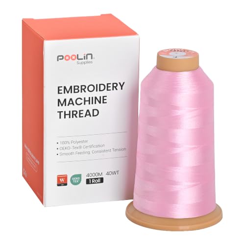 Image of Poolin Polyester Machine Embroidery Thread 4000M 40WT Baby Pink 0004 | Smooth Feeding with Stable Tension for Clean, Consistent Stitching on Home and Commercial Embroidery Machines