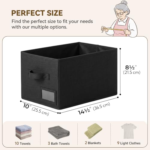 GRANNY SAYS Closet Shelf Baskets with Label, Black, Large, 3-Pack - Image 4