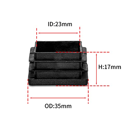Image of Flyshop 35 x 35 mm, 1.38 inch x 1.38 inch Black Plastic Hole Plugs Square Tubing End Caps Tube Inserts Durable Furniture Glide for Chair Table Stool Leg 8 Pack