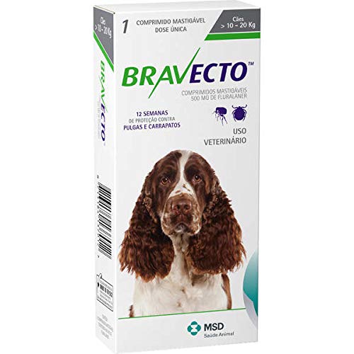 Antipulgas e Carrapatos Bravecto para Cães de 10 a 20kg - 1 Comprimido