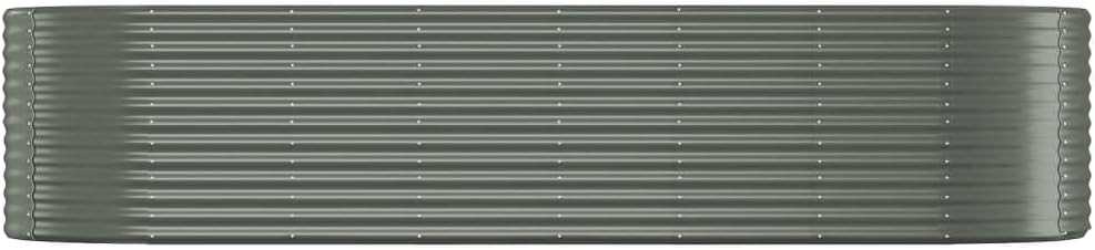 Large Grey Powder-Coated Steel Garden Raised Bed, Oval Planter for Outdoor Plants, Vegetables, Herbs, Flowers, 126.8x39.4x26.8 Inch