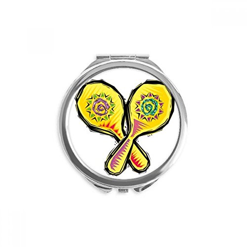 Miroir de poche mexicain compact jaune miroir rond maquillage portable multicolore