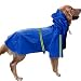 Dog Raincoat Leisure Waterproof Lightweight Dog Coat Jacket Reflective Rain Jacket with Hood for Small Medium Large Dogs(Blue,L)