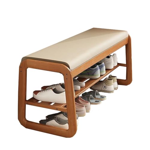 SXZenSpace Shoe-changing bench,Solid Wood Shoe Rack with Cushion Seat - Multi-Size Bench & Cabinet for Entryway, Stylish Changing Stool nized Storage, Durable Functional 55/80/100cm