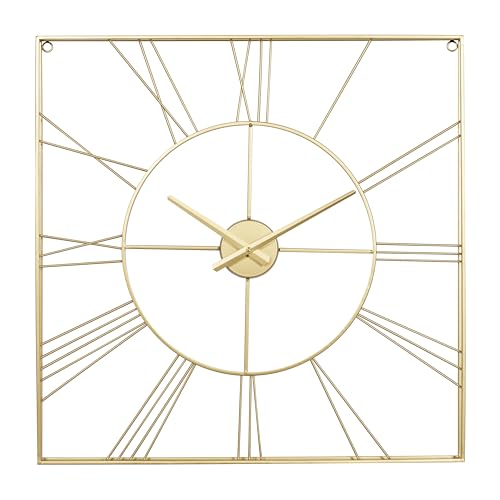 CosmoLiving by Cosmopolitan Metal Open Frame Square Wall Clock, 24 x 2 x 24, Gold