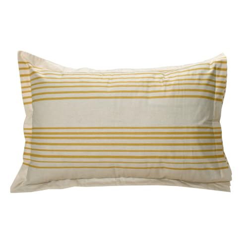 Image of Huesland by Ahmedabad Cotton 144 TC Bedsheet for Single Bed with 1 Pillow Cover | Mustard Yellow & Dark Cream