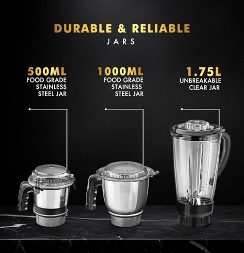 Sujata MG01 1000W Mixer Grinder, Red Red & Black - Image 3