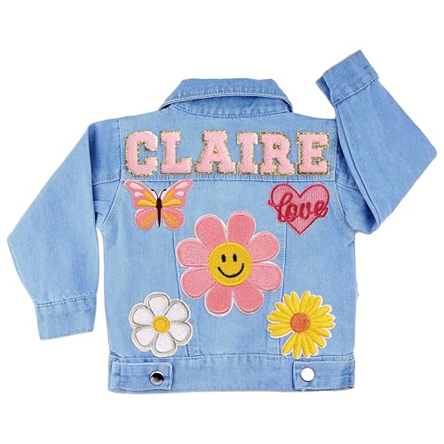 Custom Kids Denim Patch Jacket with Personalized Name and Tags - Premium Cotton Jean Jacket for Boys and Girls Aged 1-8
