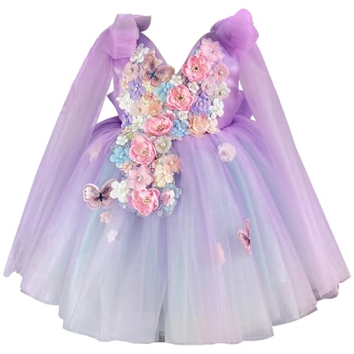 KLFFLGID Baby Girl Pageant Dress Sequins Princess Dress Toddler Birthday Embroidered Jacquard Dress up for Special Occasions