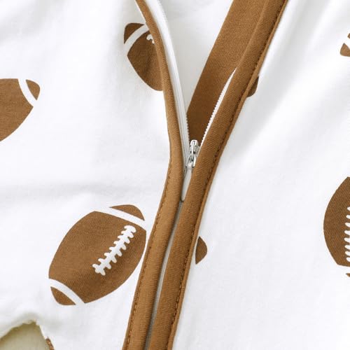 Sasaerucure Infant Baby Boy Winter Clothes One Piece Long Sleeve Zipper Jumpsuit Newborn Boy Game Day Football Onesie4