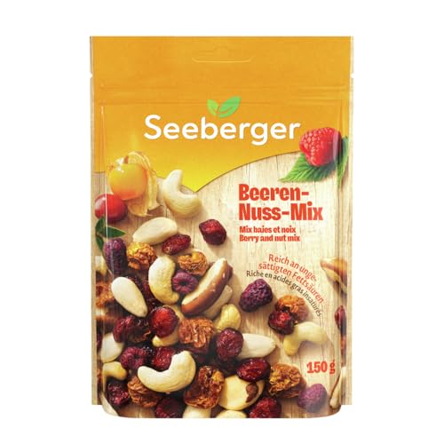 Seeberger Beeren-Nuss-Mix 12er Pack, Knackige Mischung aus Paranusskernen, Cashews, Mandeln mit fruchtigen Physalis, Himbeeren & Cranberries - vielfältig im Geschmack, vegan (12 x 150 g)