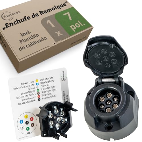 fouraces Enchufe de Remolque   7 Pines, Plantilla   para Coche, Enganche, camión, Caravana, portabicicletas   Acoplamiento de remolques, Accesorios