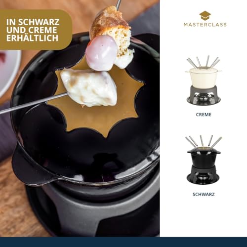 Foto von MasterClass Fondue-Set aus Gusseisen für Schokolade, Käse, Fleisch, 21 x 18 cm, schwarz
