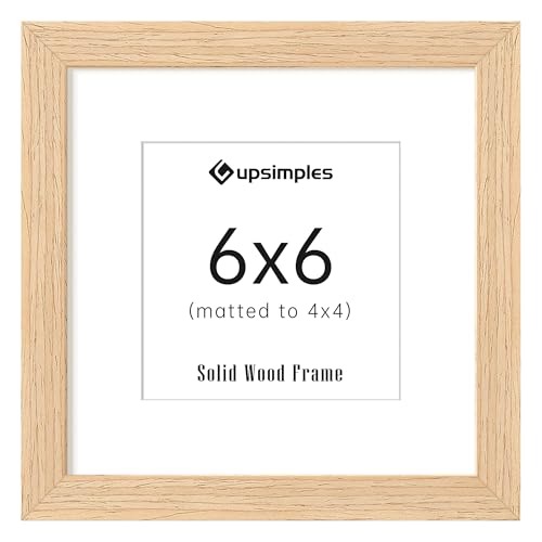 Image of upsimples 6x6 Picture Frame Solid Wooden, Nursery Decor, 1Pack Natural | 100% Solid Wood, Fit 4x4 with Mat and 6 x 6 Square Photo, Wall Decor or Tabletop Display, Safe For Nursery Kids Room