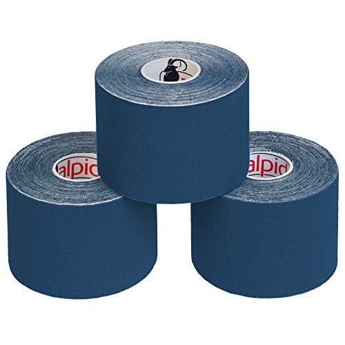 ALPIDEX, Kinesiología tape 5 m x 5,0 cm, Kinesiología tape en varias colores, Color:azul oscuro, 3 rollos