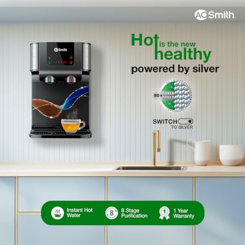 Image of AO Smith Z10 Instant Hot and Ambient Purifier| RO+Silver Shield | Baby-safe with 8 stage purification| Copper+Alkaline| Hot Water in Stainless Steel Tank| 55% Water Savings| 10L | One touch dispensing