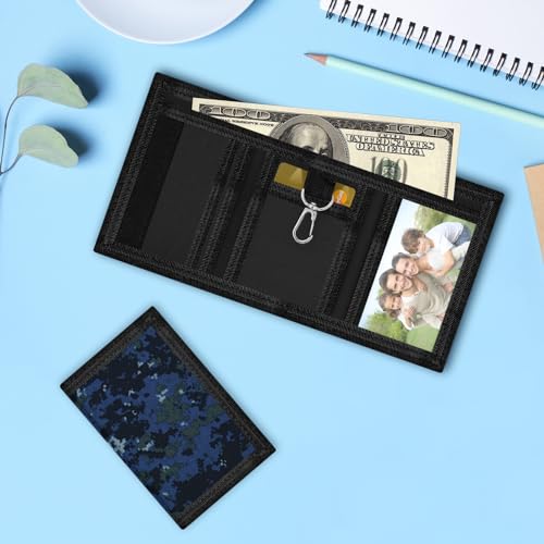 Image of AI-DEE RFID Trifold Canvas Outdoor Sports Wallet for Kids - Front Pocket Wallet with Magic Sticker (Digital Gray2)